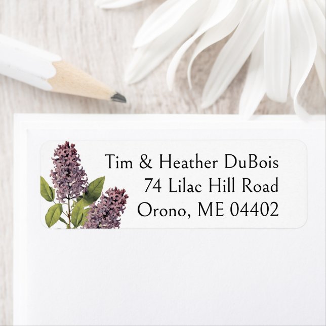 Purple Lilac Flower Personalised Return Address (Insitu)