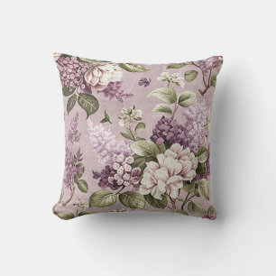 Purple Lilac Flower Vintage Pattern Cushion