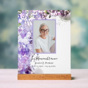 Purple Lilac Flower Watercolor Celebration of Life Acrylic Sign