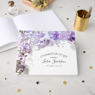 Purple Lilac Flowers Celebration of Life Memorial Guest Book