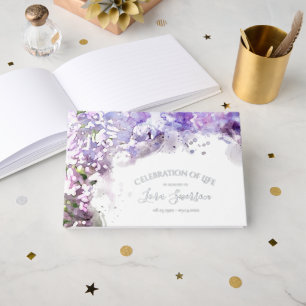 Purple Lilac Flowers Celebration of Life Memorial Guest Book