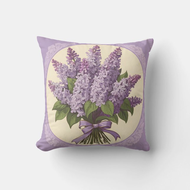 Purple Lilac Flowers Cushion (Front)