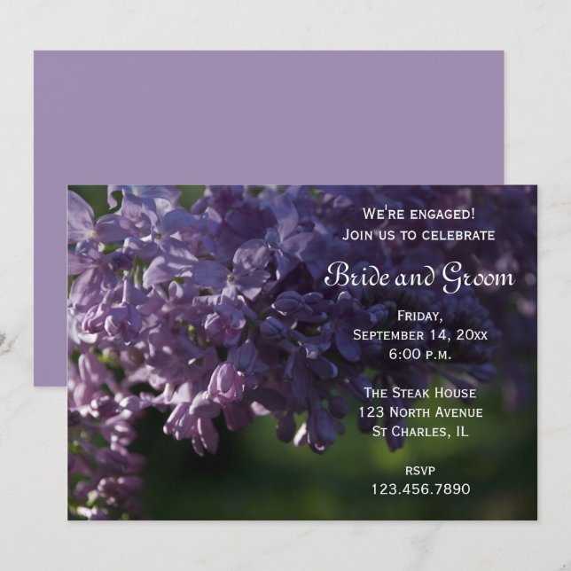 Purple Lilac Flowers Engagement Party Invitation (Front/Back)