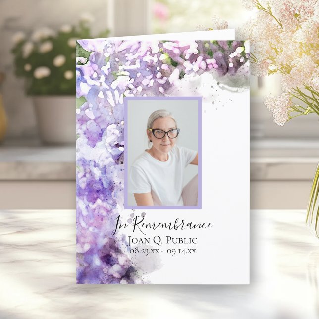 Purple Lilac Flowers Funeral Service Folded Programme (Creator Uploaded)