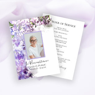 Purple Lilac Flowers Funeral Service Programme