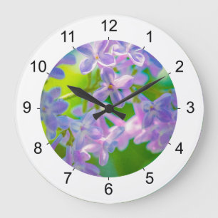 Purple Lilac Flowers Large Clock