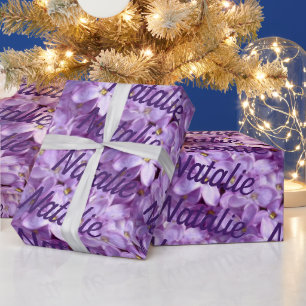 Purple Lilac Flowers Personalised Gift Paper
