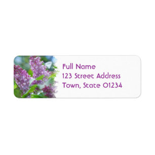 Purple Lilac Flowers Return Address Mailing Label