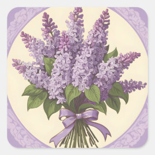 Purple Lilac Flowers Square Sticker