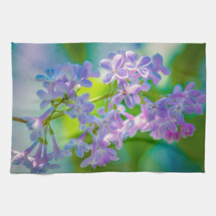 Purple Lilac Flowers Tea Towel
