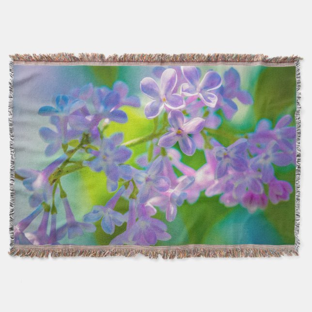 Purple Lilac Flowers Throw Blanket (Front)