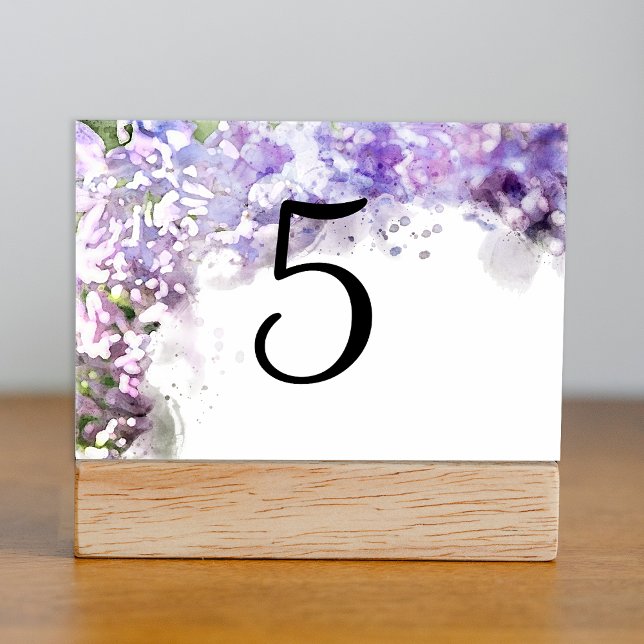 Purple Lilac Flowers Watercolor Table Numbers (Creator Uploaded)