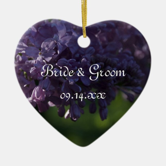 Purple Lilac Flowers Wedding Ceramic Tree Decoration (Front)
