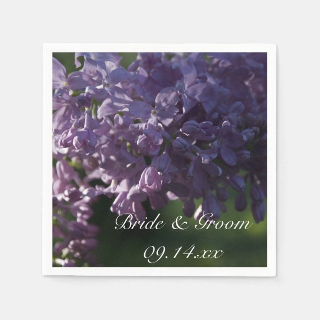 Purple Lilac Flowers Wedding Napkin (Front)