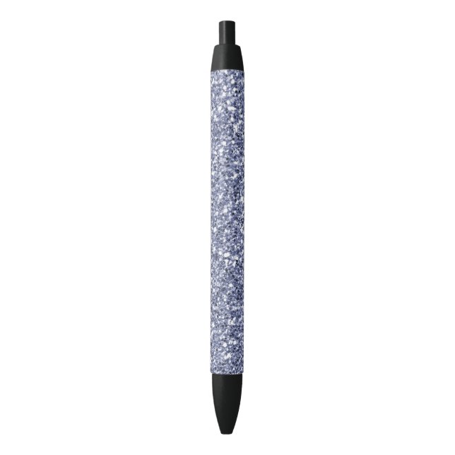Purple Lilac Glitter Black Ink Pen (Front Vertical)