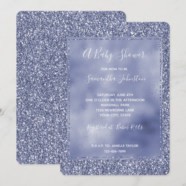 Purple Lilac Glitz Glam Glitter Sparkle Invitation (Front/Back)