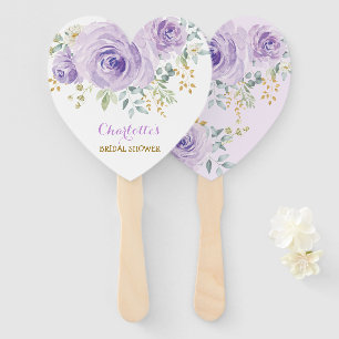 Purple Lilac Gold Floral Bridal Wedding Shower Hand Fan