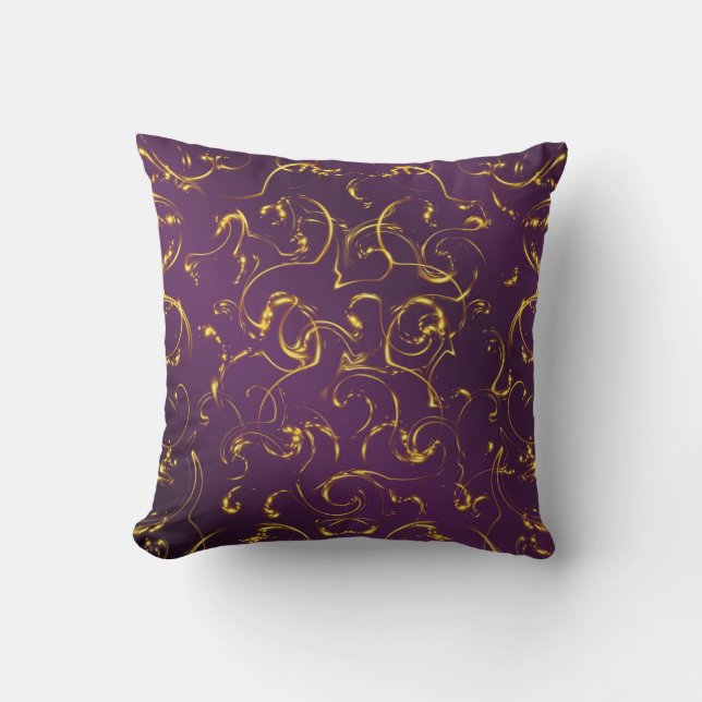 purple, lilac, gold, golden, vibes, abstract, cushion (Front)
