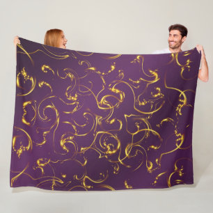 purple, lilac, gold, golden, vibes, abstract, fleece blanket