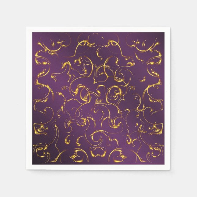 purple, lilac, gold, golden, vibes, abstract, napkin (Front)