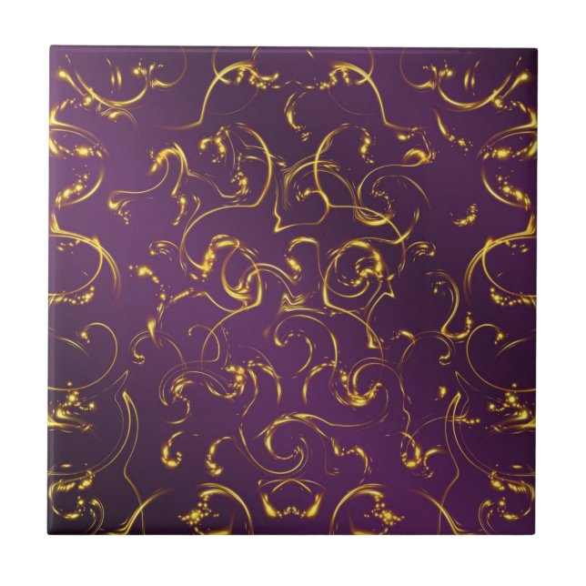purple, lilac, gold, golden, vibes, abstract, tile (Front)