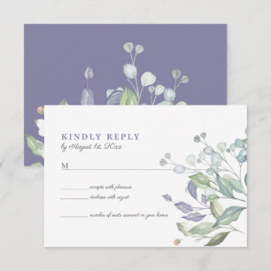 Purple Lilac Greenery Wedding RSVP Card