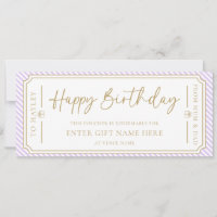Purple Lilac Happy Birthday Gift Voucher Card