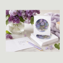 Purple Lilac Hydrangea Florals | Blank Note Card