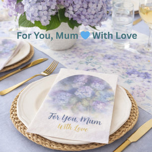 Purple Lilac Hydrangea Flowers Paper Napkin