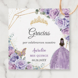 Purple Lilac Lavender Floral Quinceañera Princess  Favour Tags