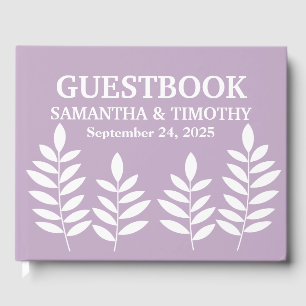 Purple Lilac Lavender Modern Floral Wedding Guest Book
