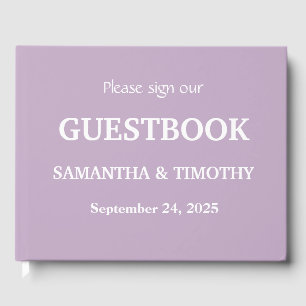 Purple Lilac Lavender Modern Minimalist Wedding Guest Book