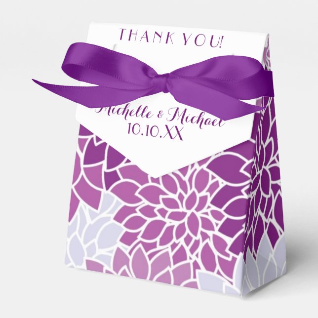 Purple Lilac Lavender White Date Wedding Favour Box (Front Side)