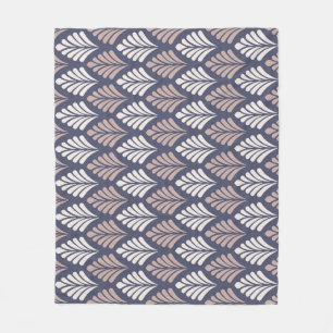 Purple Lilac Leaf Foliage Feather Art-Deco Pattern Fleece Blanket