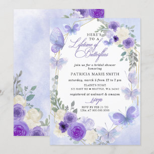 Purple Lilac Lifetime of Butterflies Bridal Shower Invitation