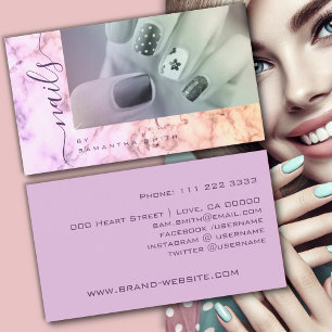 Purple Lilac Marble Marbled Elegant Calligraphy Business Card