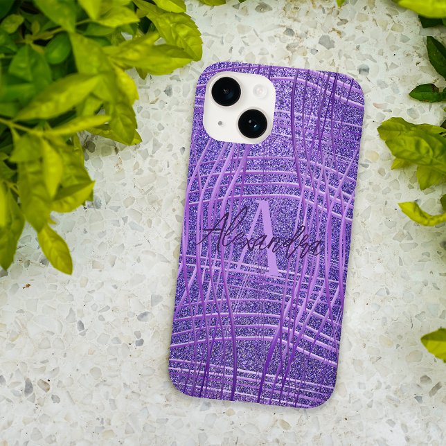 Purple Lilac Metallic Glitter Modern Glam Luxury Case-Mate iPhone Case (Creator Uploaded)