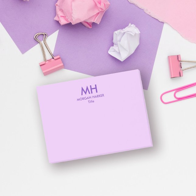 Purple Lilac Minimal Clean Initials Post-it Notes (Creator Uploaded)