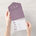 Purple Lilac Modern Monogram Bold Wedding All In One Invitation<br><div class="desc">These fantastic clean,  tidy well designed modern minimal yet very playful bold monogram -  If you would like more options for any additional stationery or colour ways we are a click away via the designer contact button.</div>