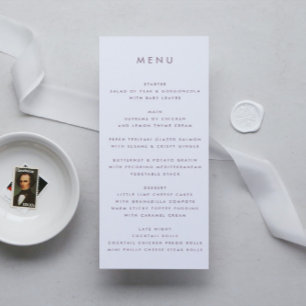 Purple Lilac Modern Monogram Bold Wedding Menu