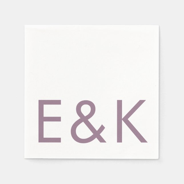 Purple Lilac Modern Monogram Bold Wedding Napkin (Front)