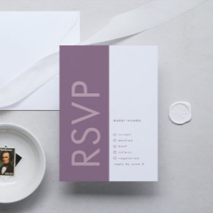 Purple Lilac Modern Monogram Bold Wedding RSVP Card