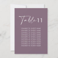 Purple lilac modern wedding table seating chart