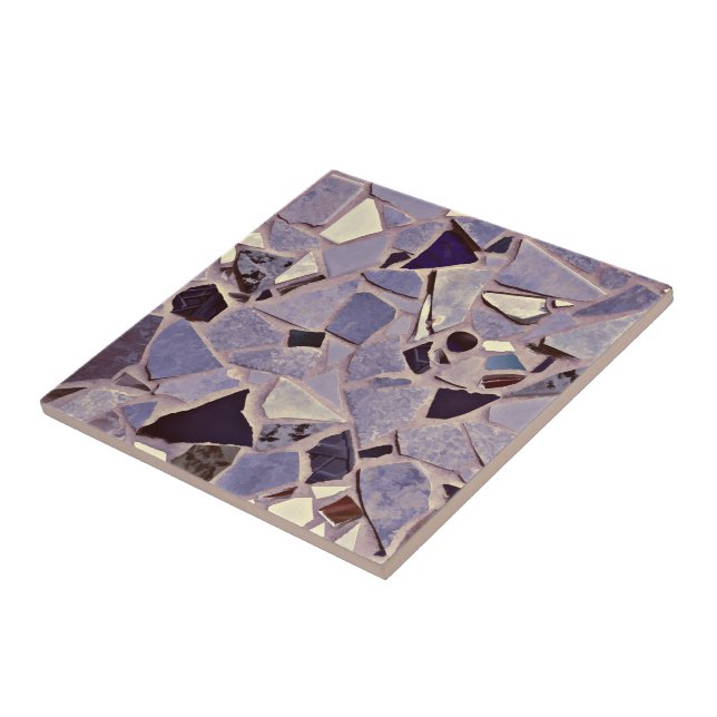 Purple Lilac Mosaic Terrazzo Photo Art Tile (Side)