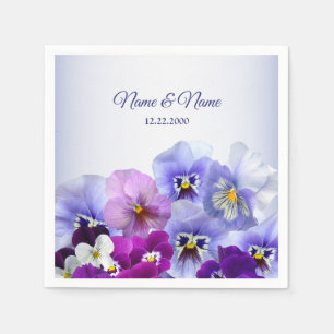Purple Lilac Pansy Floral Rustic Wedding Party Napkin