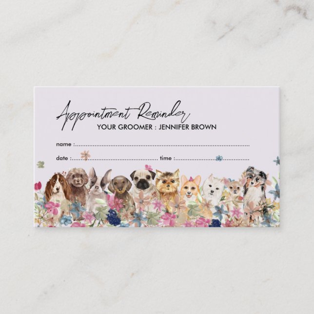 Purple Lilac Pet Appointment Dog Trainer Business Card (Front)