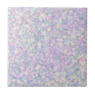 Purple Lilac Pink Opalescent Faux Glitter Solid Tile