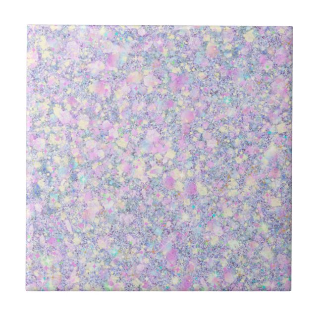 Purple Lilac Pink Opalescent Faux Glitter Solid Tile (Front)