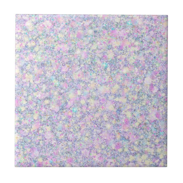 Purple Lilac Pink Opalescent Faux Glitter Solid Tile (Front)