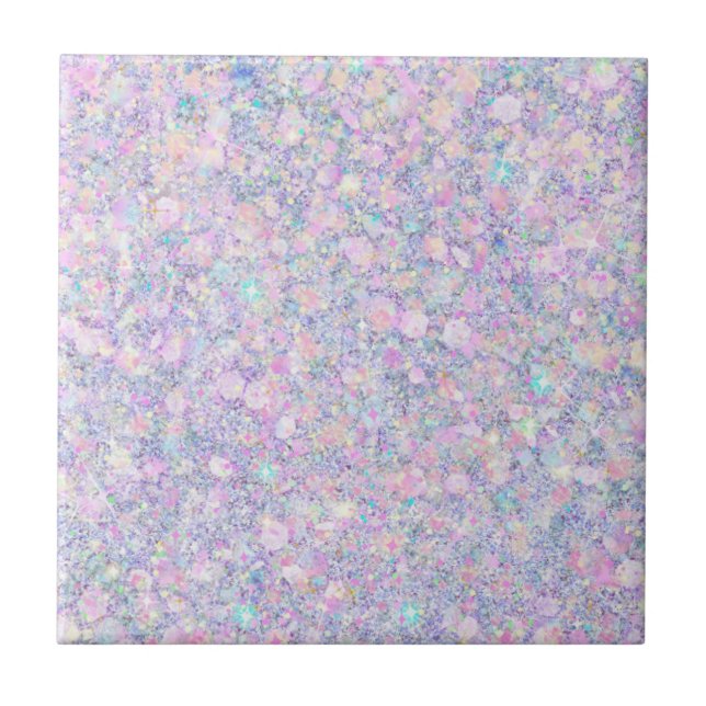 Purple Lilac Pink Opalescent Faux Glitter Solid Tile (Front)